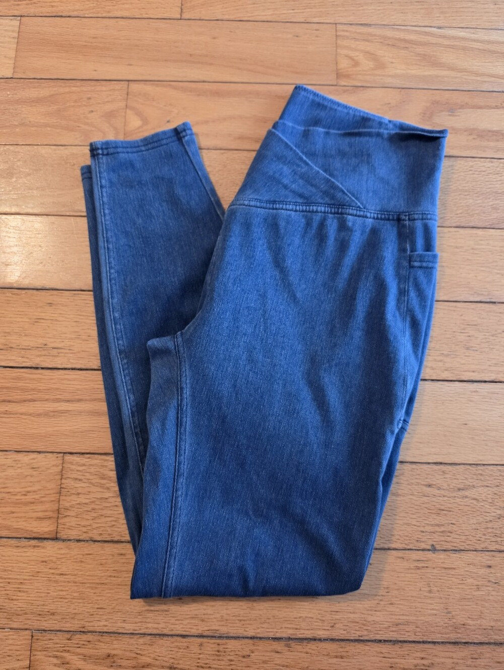 Halara Denim Look High Waisted Pocket Leggings Full Length Blue Size L